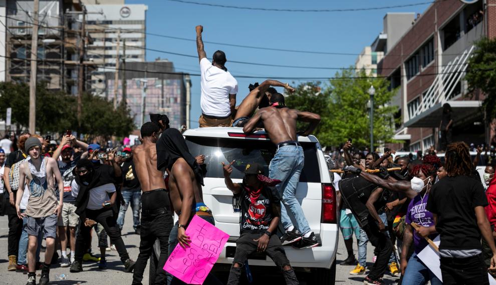 Protesters rally after the death of George Floyd