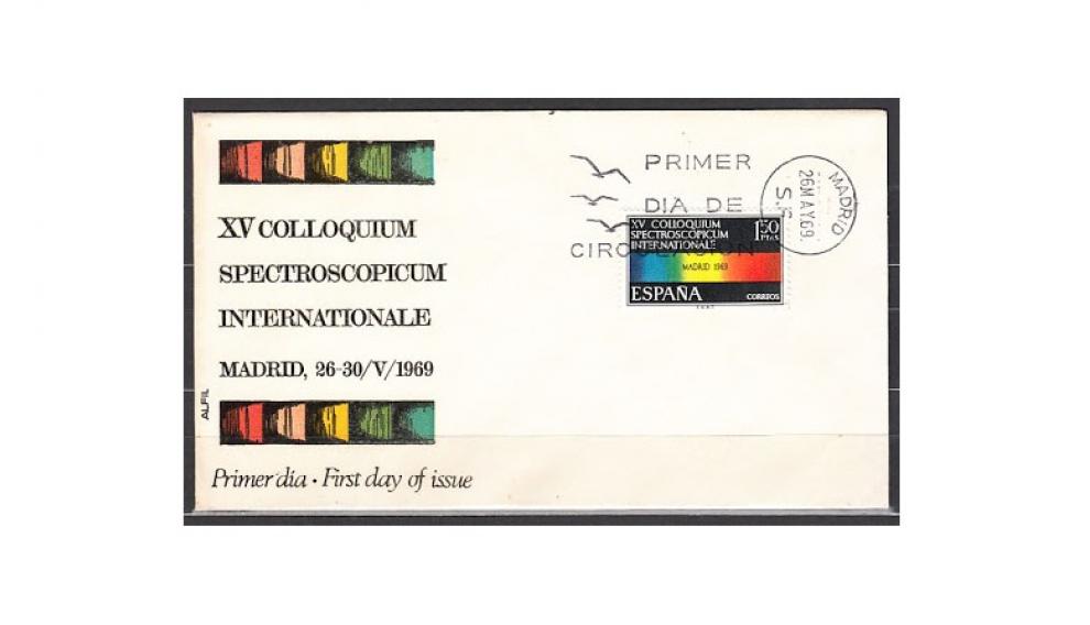 Año 1969, serie XV Colloquium Spectroscopicum Internationale. Sobre de primer día