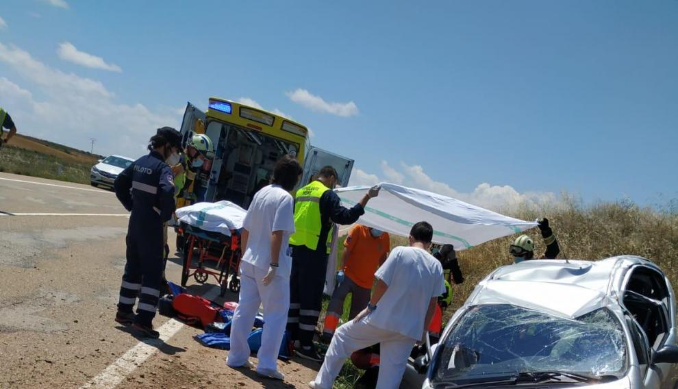 Herido el conductor de un turismo tras salirse de la vía en la A-222, en Muniesa.