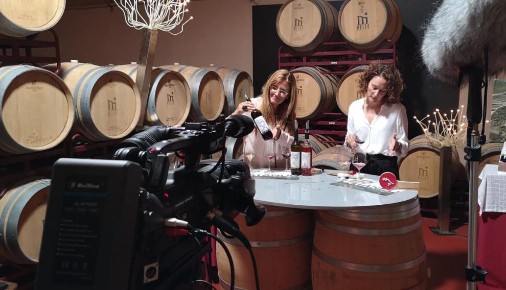 Raquel Latre y Ana Meler, durante la cata online.