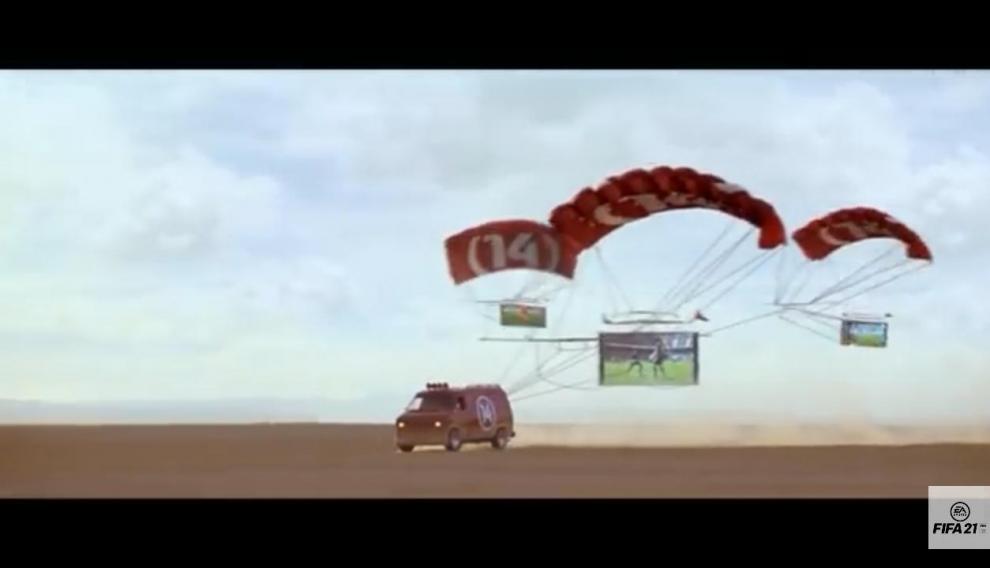 Imagen del anuncio del juego para videoconsolas FIFA 2014 con el aeropuerto como escenario.