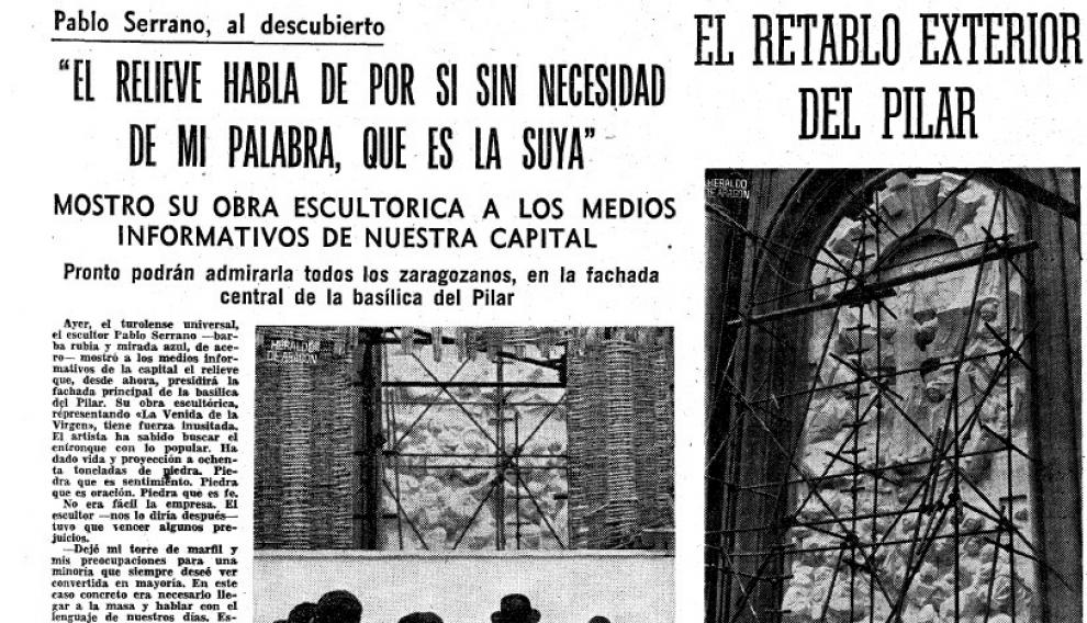 Este diario se hacía eco en marzo de 1969 de la inauguración de la obra escultórica.