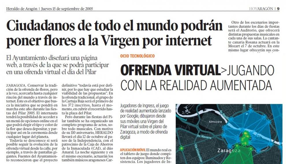Algunos recortes de los anteriores intentos de hacer la Ofrenda en internet.