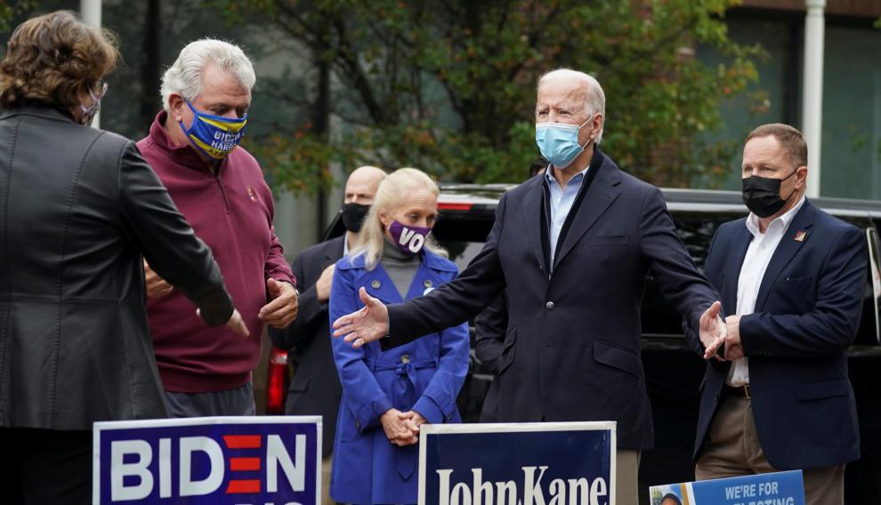Joe Biden visits a voter activation center in Chester, Pennsylvania