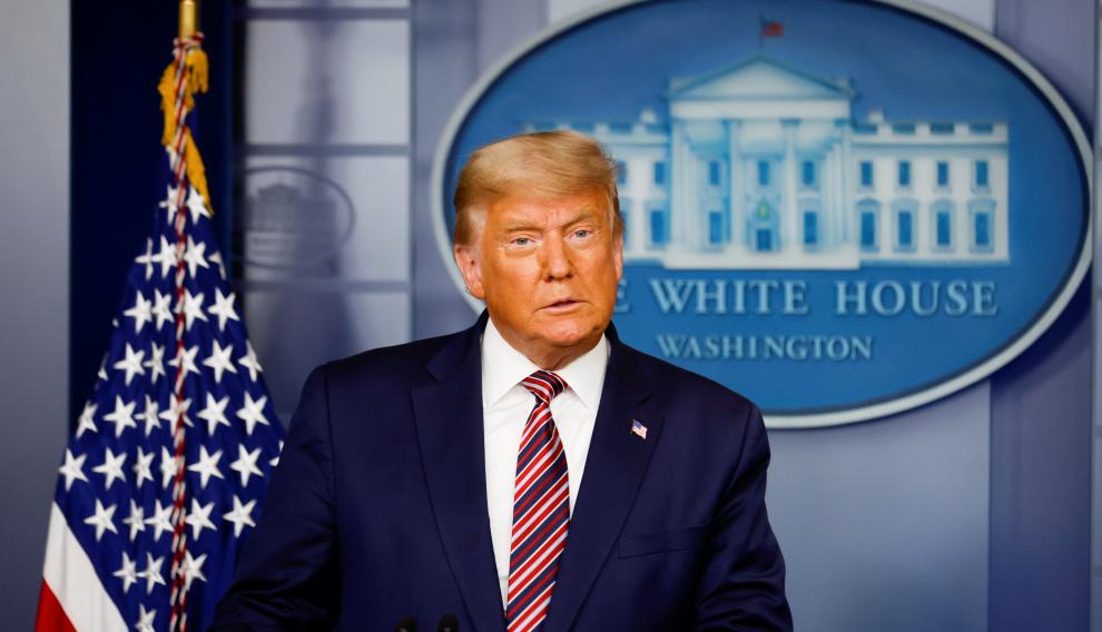 U.S. President Trump speaks to reporters about the 2020 presidential election at the White House in Washington