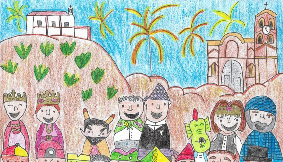 Dibujo ganador del concurso convocado por la comparsa de gigantes y cabezudos de Andorra.