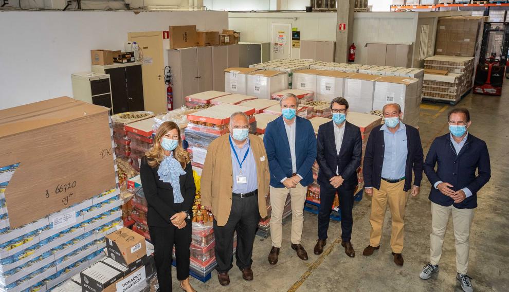 Imagen de la donación al Banco de Alimentos de Zaragoza, en octubre de 2020.
