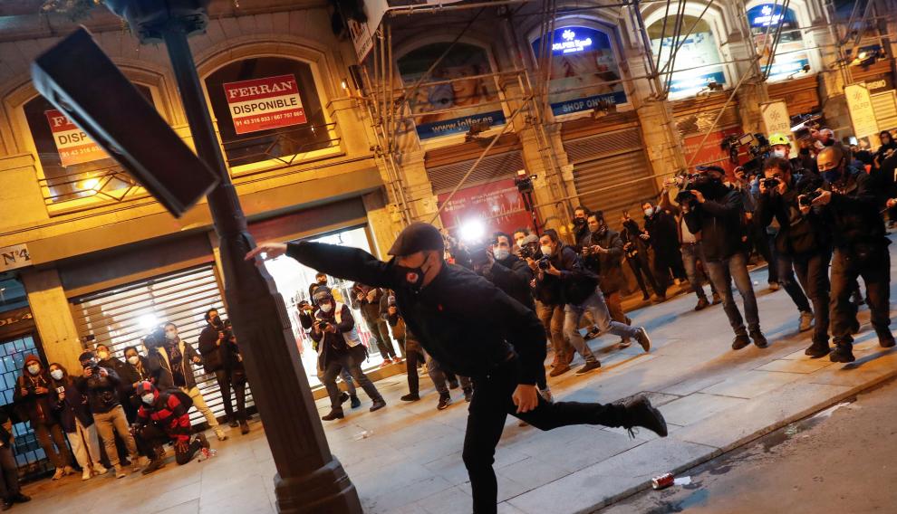 Supporters of Catalan rapper Pablo Hasel protest in Madrid