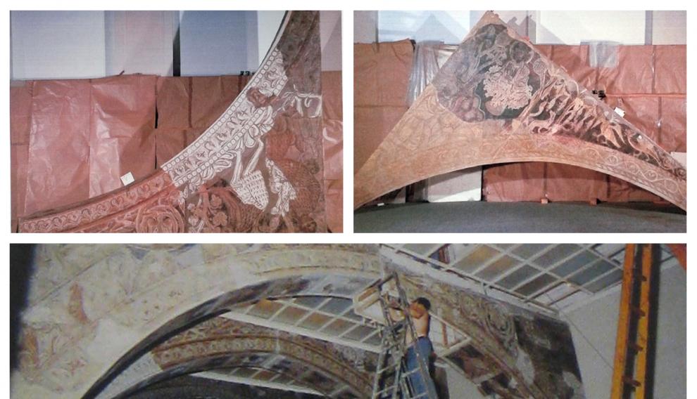 En 1987, el MNAC procedió al desmontaje y almacenamiento de las pinturas murales de Sijena con motivo de la reforma que se realizó en el museo catalán