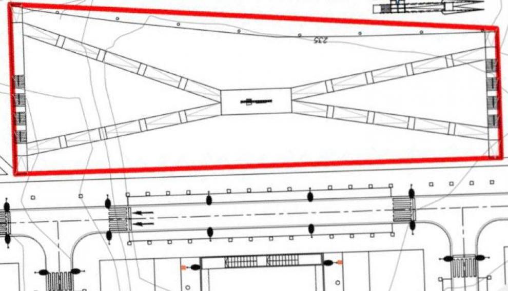 Conexión sur (A) del proyecto para unir Parque Venecia y la zona verde del Canal Imperial.