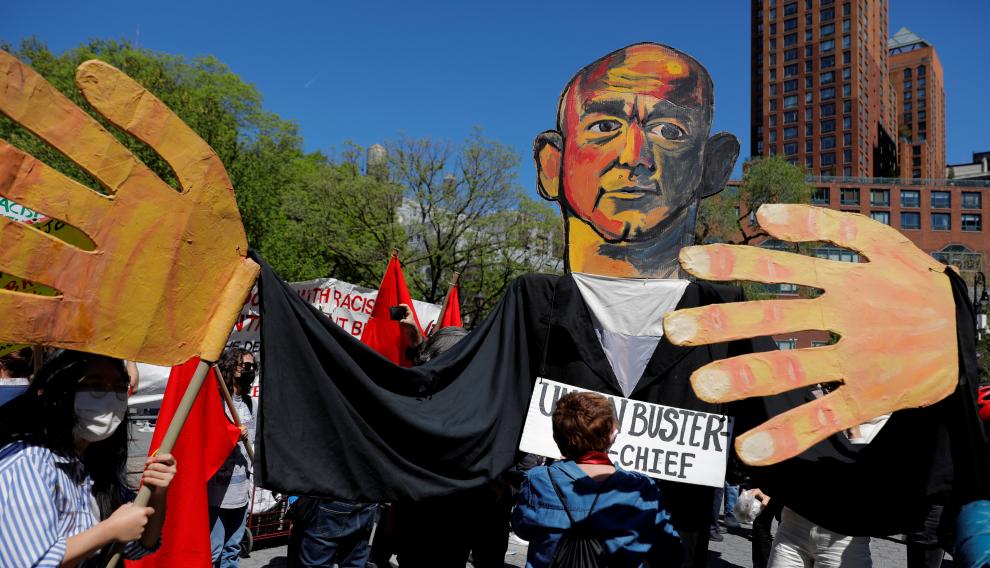 May Day rally on International Workers' Day in Union Square, Manhattan, New York City, New York