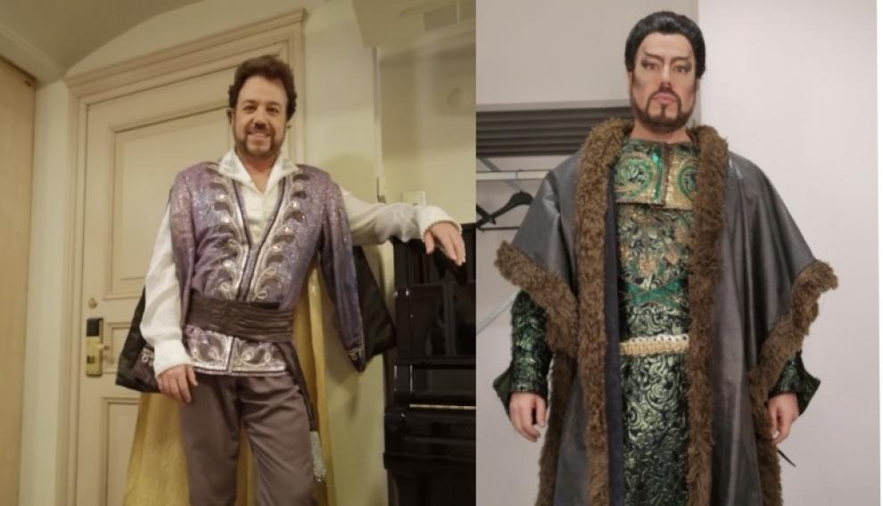Eduardo Aladrén, caracterizado para dos producciones distintas del 'Turandot' de Puccini, en el papel de Calaf.