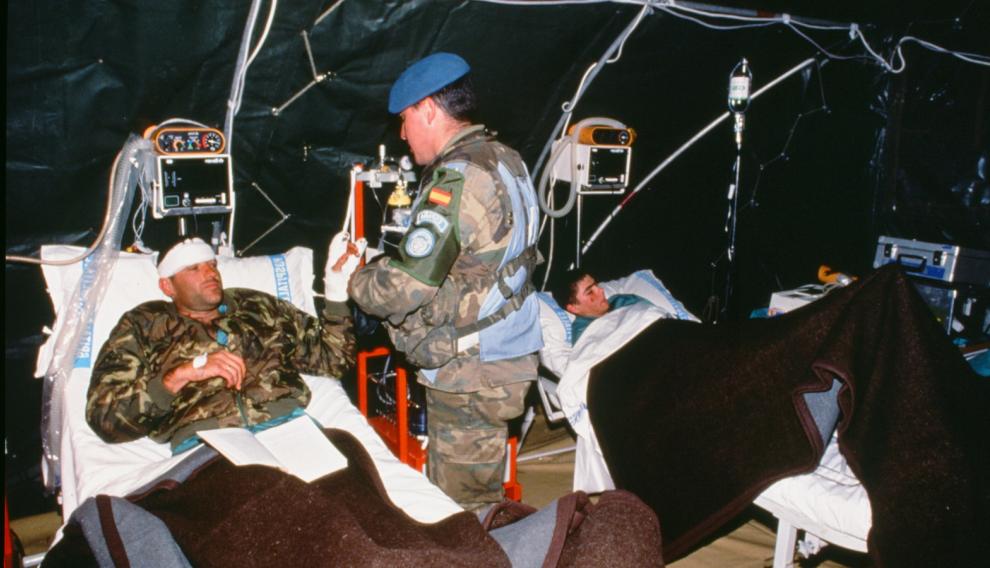 Primeros soldados españoles heridos por la explosión de una mina, diciembre de 1992