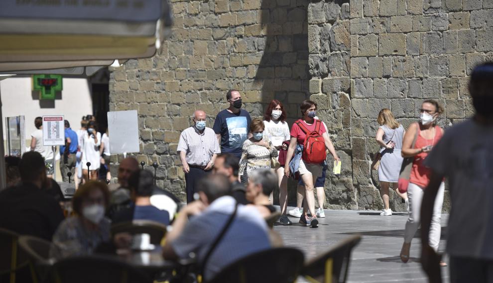 Las terrazas estaban llenas en Jaca este fin de semana.