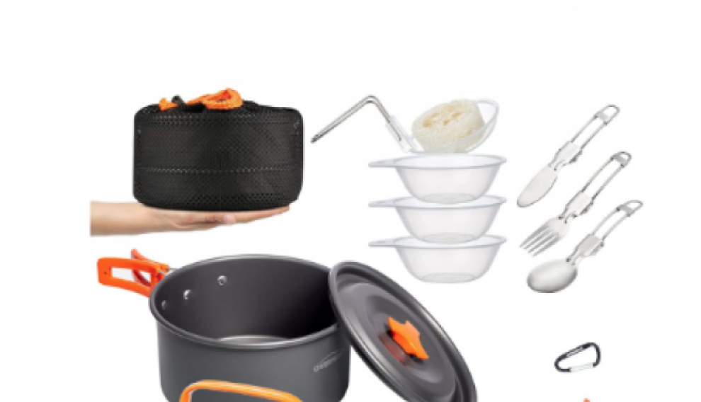 El kit de utensilios Overmont incluye todo lo que necesitas para cocinar fuera de casa
