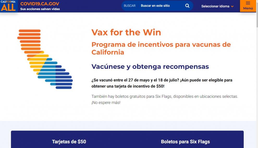 Web del estado de California en la que se anuncian las ventajas.