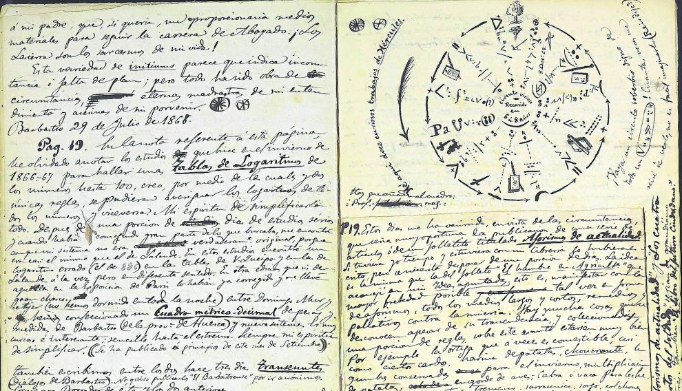 Este jeroglífico, trazado en uno de los cuadernillos del ‘Nosce te ipsum’, explica los ‘trabajos’ de Costa anteriores a 1868.