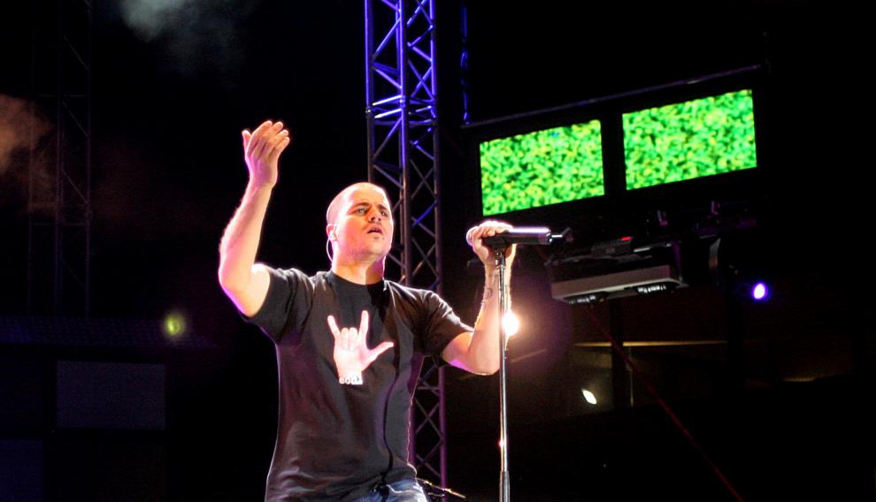 Concert of El Canto del Loco at the Festival of Ángel de Teruel, in 2006.