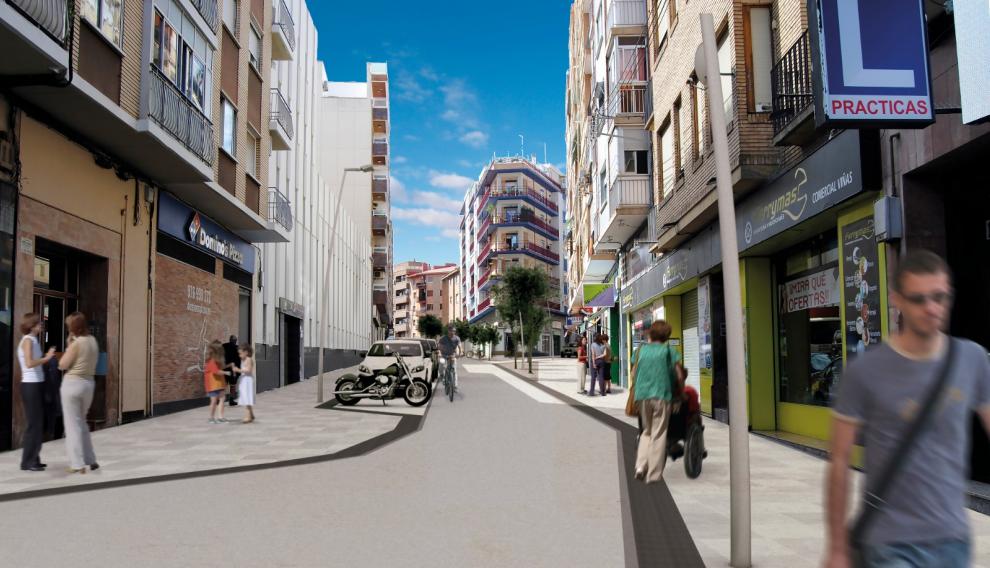 Recreación de la calle de Cuarte, en Torrero, una vez reformada.