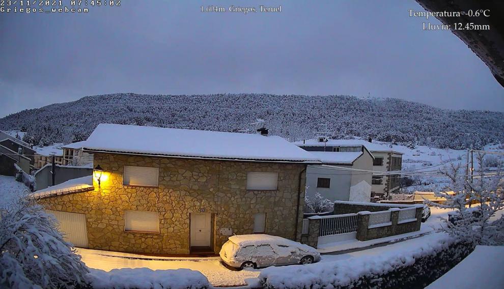 Nevada en Griegos (Teruel) este martes.