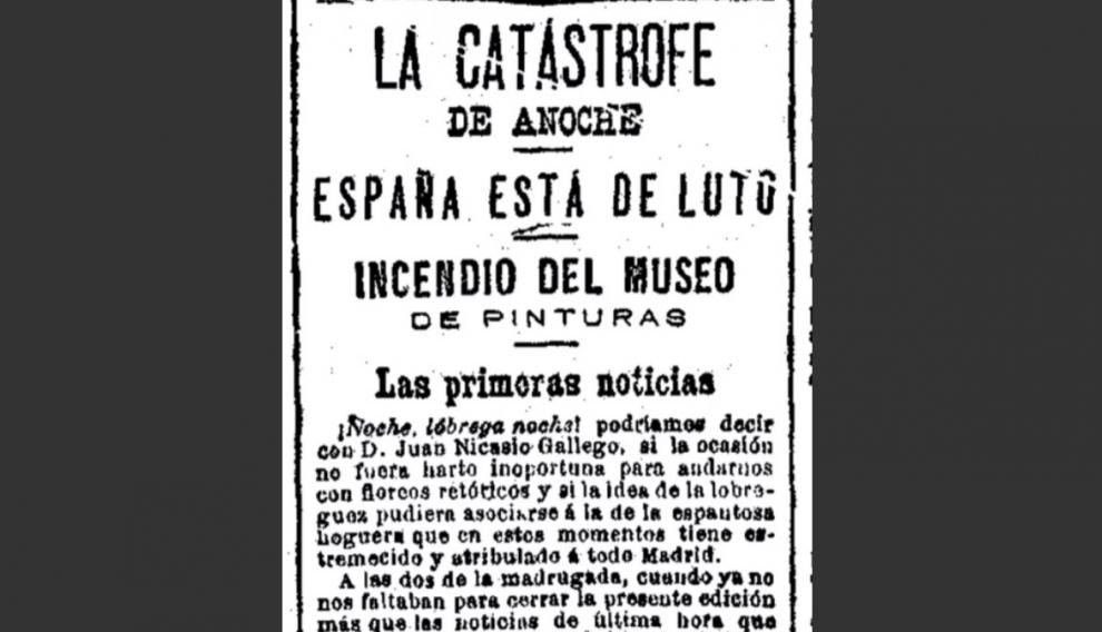 Artículo original sobre el supuesto y ficticio incendio del Prado.