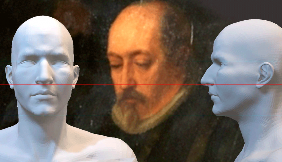 Comparación del rostro de Lanuza entre la obra de Carlos Larraz y la reconstrucción científica