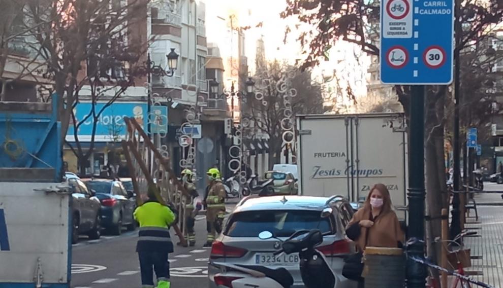 Intervención en la calle de León XII de Zaragoza.