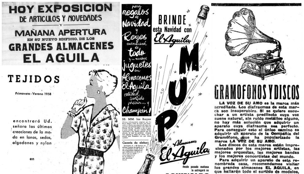 Varios anuncios de Almacenes El Águila publicados en HERALDO.