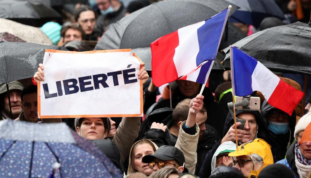 Protest against COVID-19 vaccine pass in Paris
