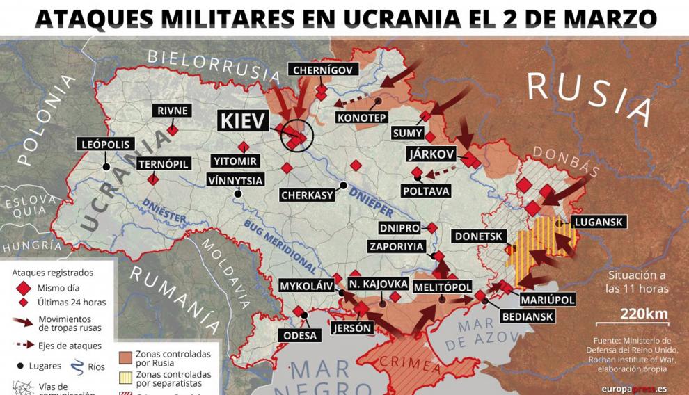 Ataques militares en Ucrania este 2 de marzo