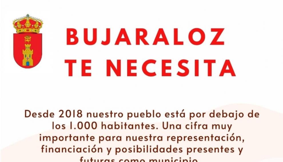 Campaña del Ayuntamiento de Bujaraloz en 2021 para llegar a mil habitantes.