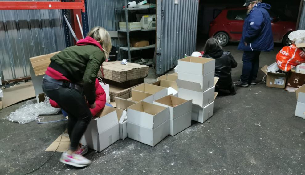 Algunas de las cajas recogidas en Zaragoza.