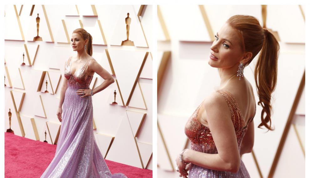 Jessica Chastain brilla sobre la alfombra roja de los Óscar