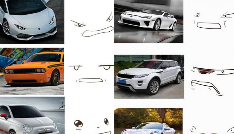 Varios modelos de coches con la interpretación de su rostro