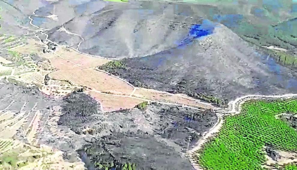 Parte de la superficie calcinada en Aragón.