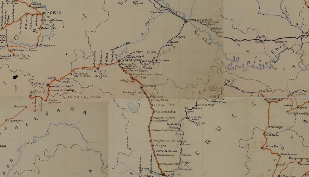 El mapa con el recorrido que siguió la expedición en 1927.