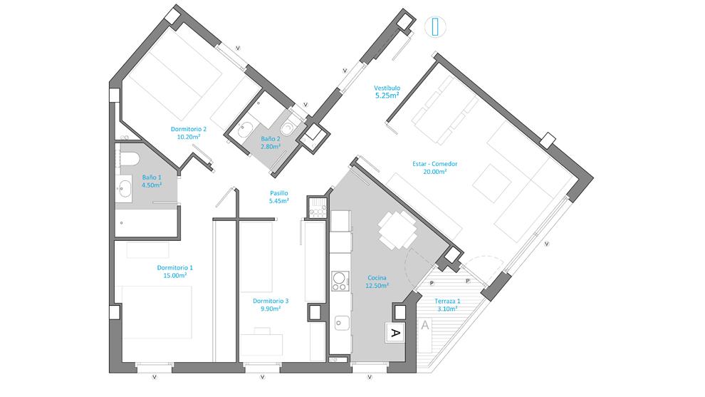 Plano 3 Aljafería Suites