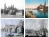Imágenes de distintas épocas con el puente de Piedra y la basílica del Pilar.