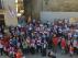 Asistentes a la marcha reivindicativa convocada por Sijena Sí en la plaza de Berbegal