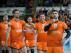 Los jugadores del Club Voleibol Teruel celebran un punto en un partido de esta temporada