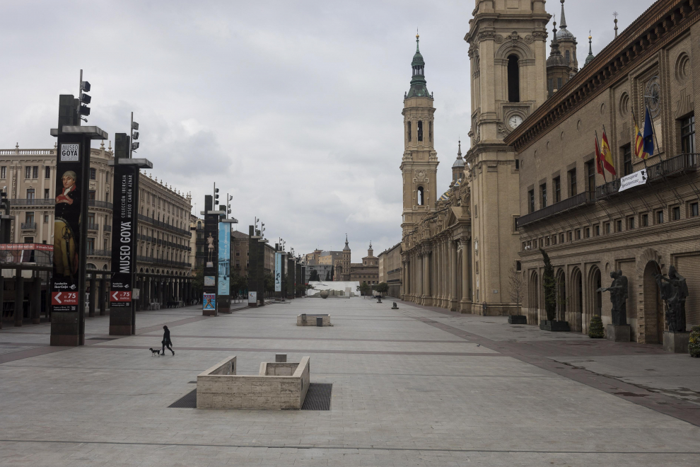 Imagen de la plaza del Pilar, en marzo de 2020