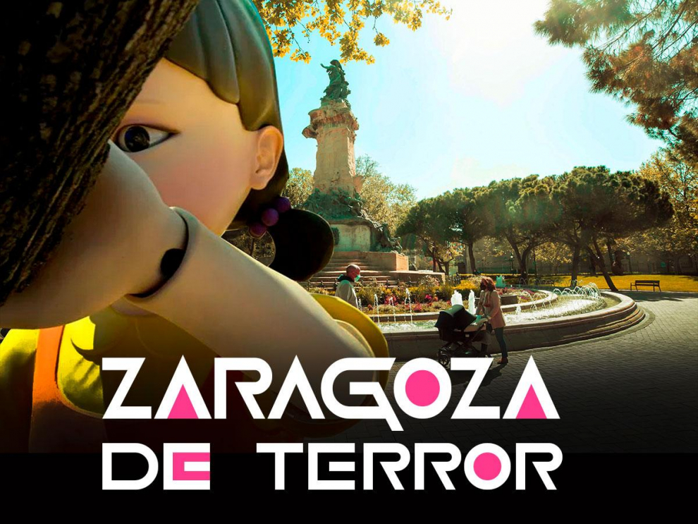 Fotomontaje de escenas de terror en Zaragoza. Halloween 2021