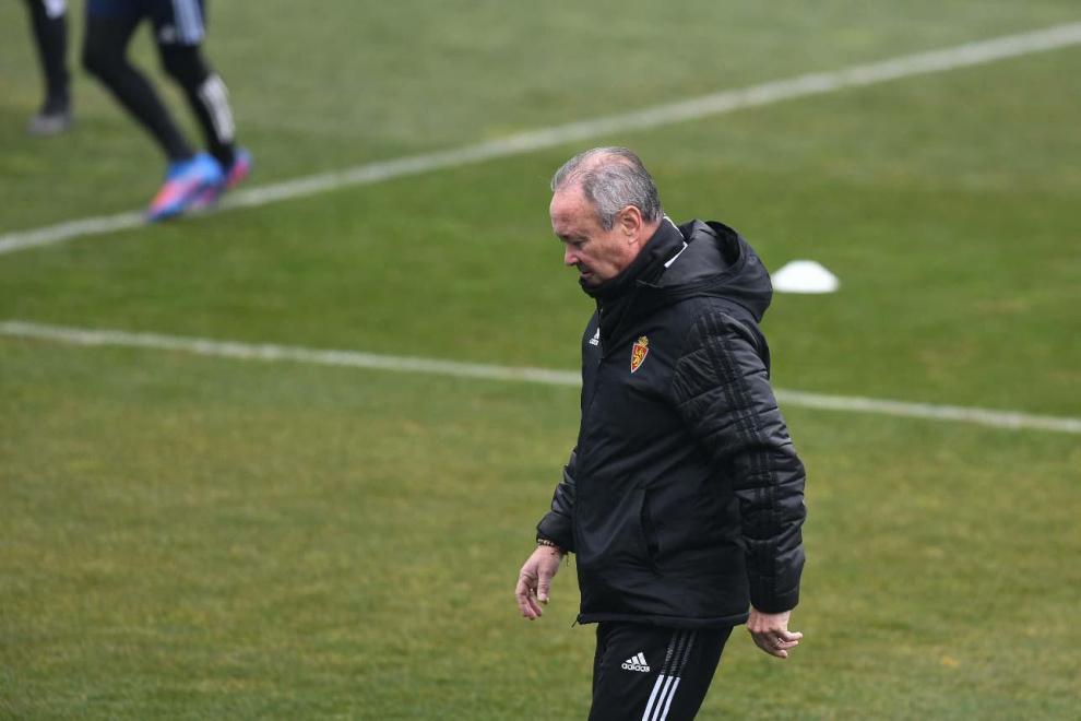Foto del entrenamiento del Real Zaragoza en La Romareda