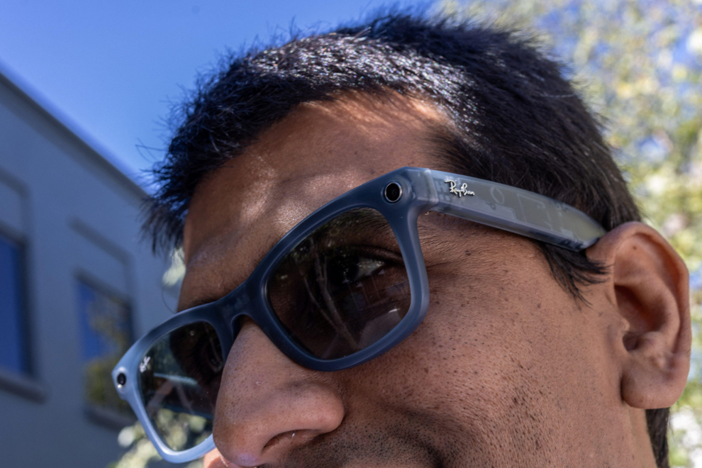 The updated Meta smart glasses are seen during the Meta Connect event at the company's headquarters in Menlo Park, California, U.S., September 27, 2023. REUTERS/Carlos Barria META PLATFORMS-VIRTUAL REALITY/