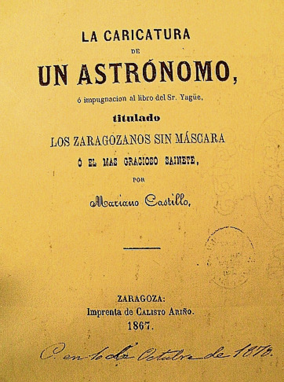 La vida de Mariano Castillo, creador del 'Calendario zaragozano', un puro folletín  Imágenes