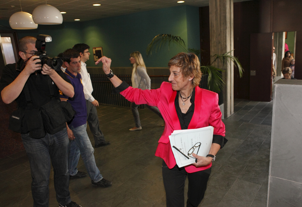 Rueda de prensa de María Victoria Pinilla en La Muela el 8 de abril de 2011.  Anunció que no se presentaría a las elecciones del mes de mayo.