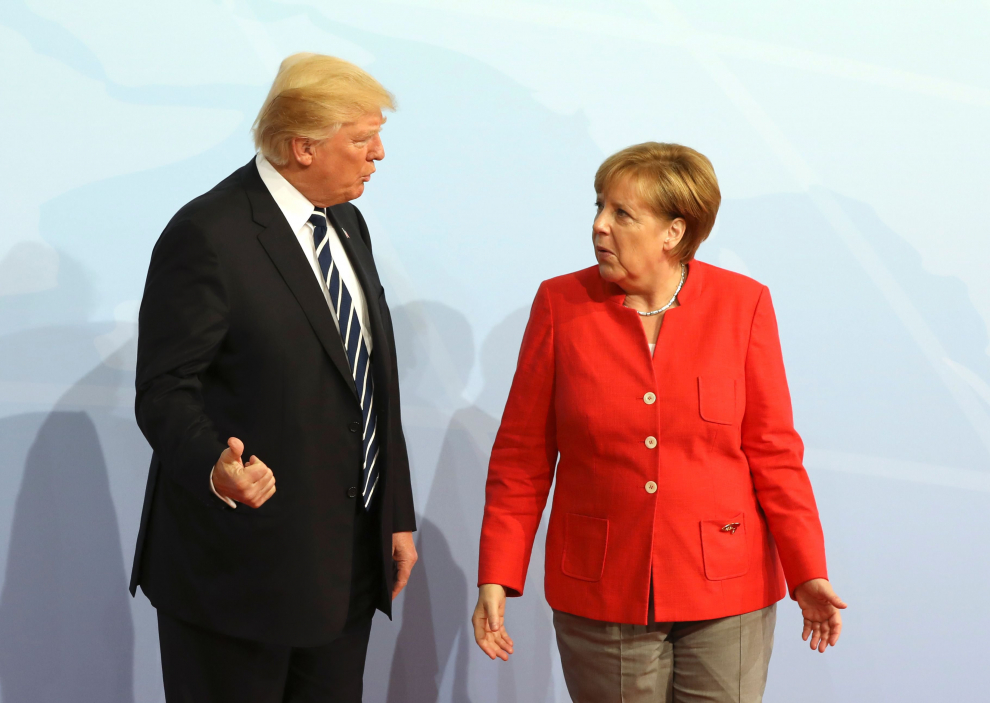 Angela Merkel, recibiendo a Donald Trump en la cumbre del G20