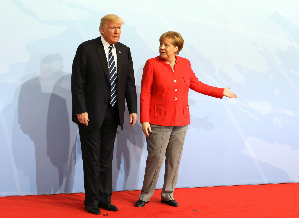 Angela Merkel, recibiendo a Donald Trump en la cumbre del G20