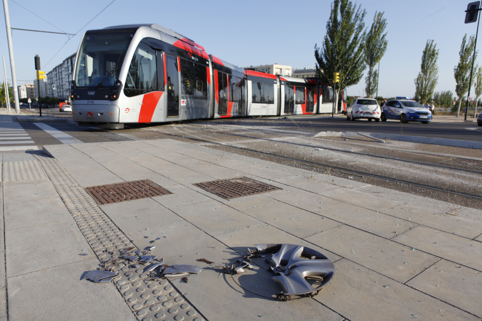 Descarrila un tranvía en Zaragoza