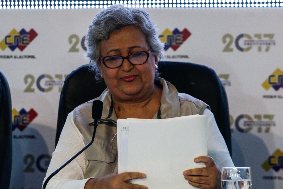 La presidenta del Consejo Nacional electoral en Venezuela.